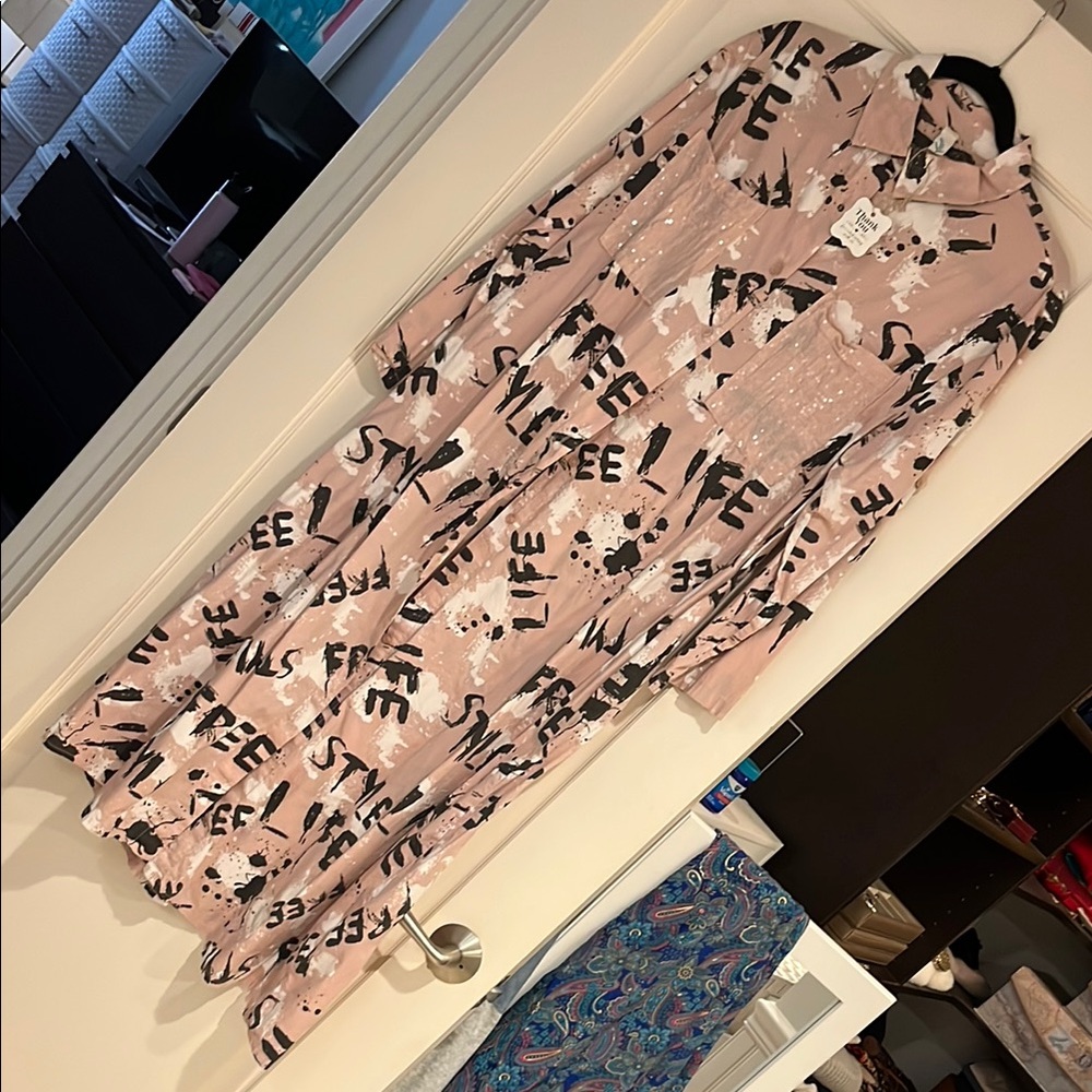 Pink Graphic Long Dress